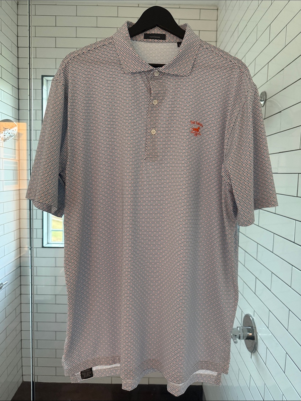Men's Turtleson Blue/Orange Polo Shirt with “The Farms” Logo size L Large
